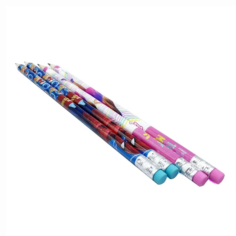 Factory Wholesales Cartoon Fancy Wood HB Pencil With Eraser Stationery Sets For School Durable Pencil Sets