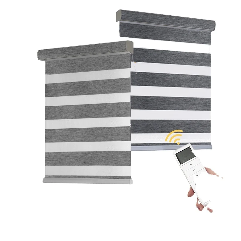 Custom Intelligent Automatic Smart Motorized Blackout Home Day And Night Zebra Roller Blinds Zebra Blinds