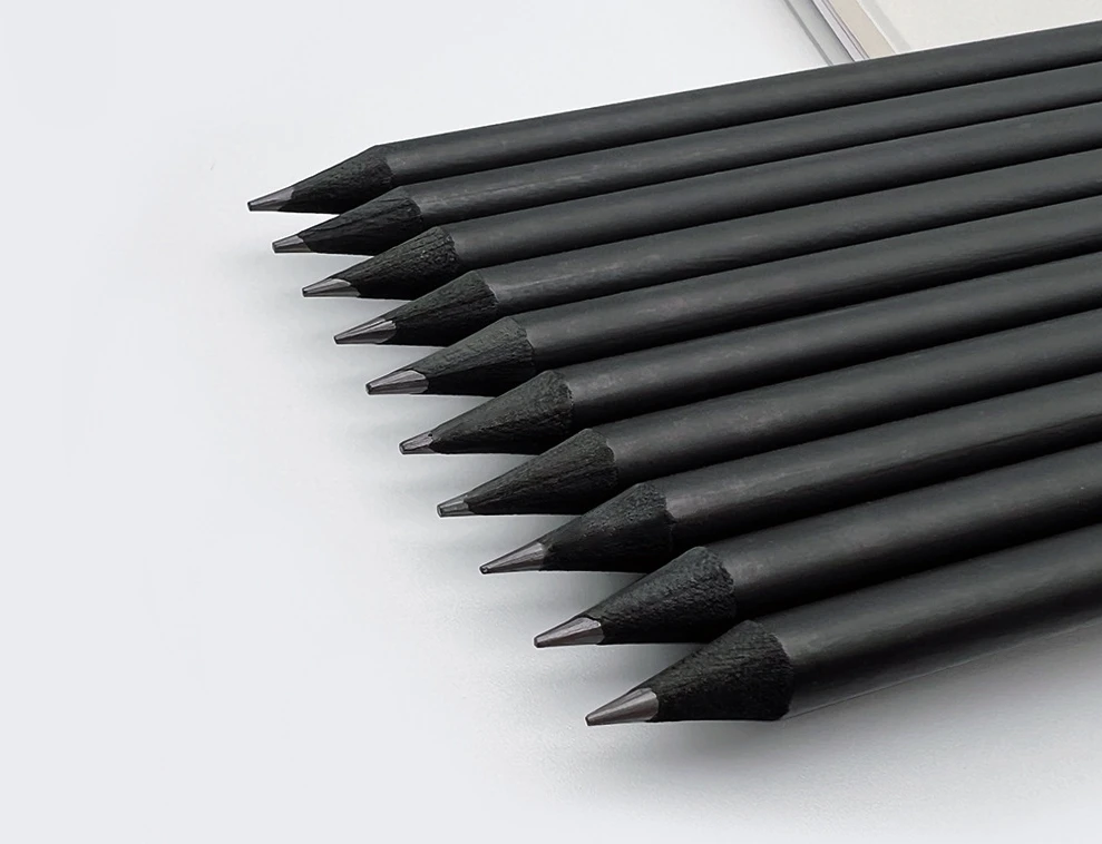 Hot Sale Black Wood Resin Student Pencil Laser Logo Business Hotel HB Pencil With Eraser