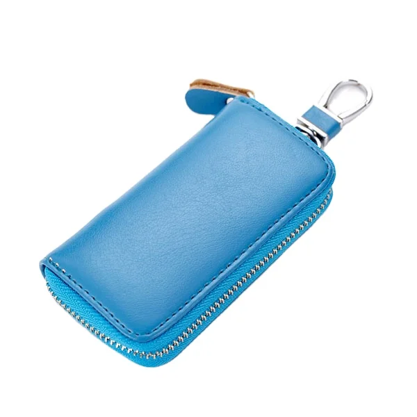BSCI audit factory leather car key case bag wallet car key chain holder ring with 6 hooks snap closure,car key bag