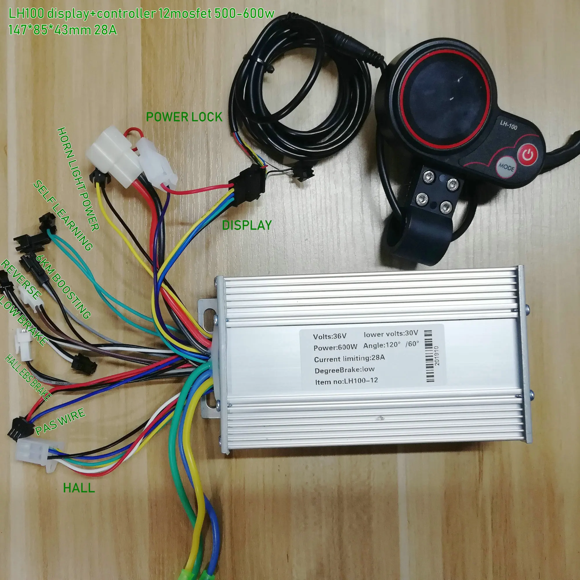 24v36v48v60v 400W-1200W BLDC Controller&LCD Display LH100  White/Colored Screen+Throttle Shifter Electric Scooter MTB Ebike Part