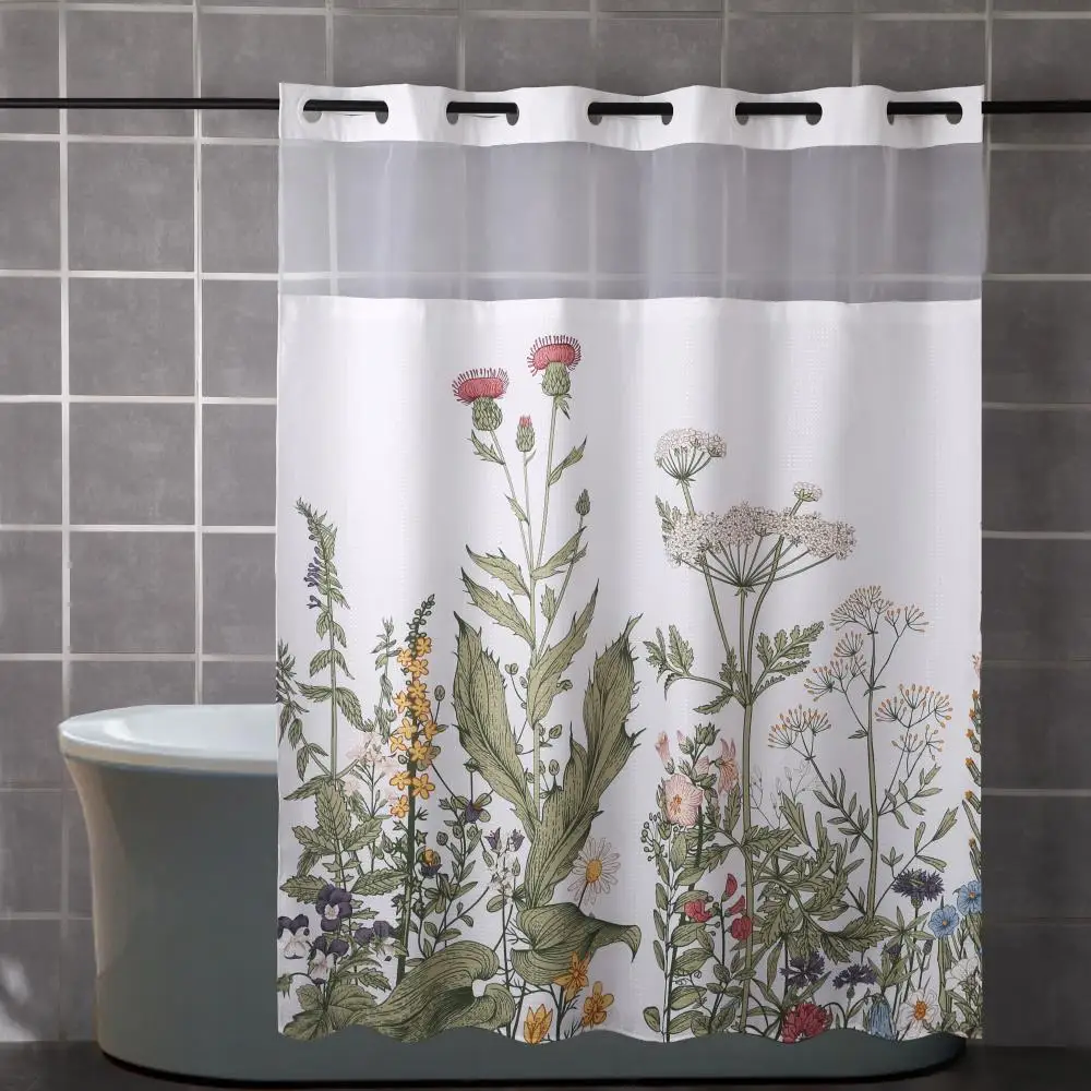 Custom Hotel Hookless PEVA Fabric Shower Curtain Liner for Bathroom Waterproof no Hook Designer Original factory Bath Curtain