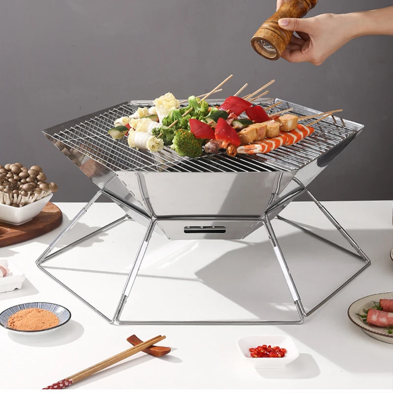 OEM/ODM Manufacturers Camping Portable Stainless Steel Square Grills Patio Picnic Outdoor Folding Bbq Grills