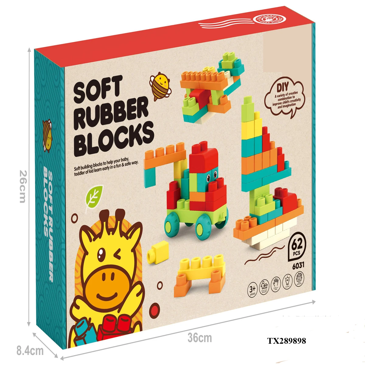 High Quality 42PCS Silicone Soft Rubber Building Blocks Toys Big Soft Playing Blocks For Sale