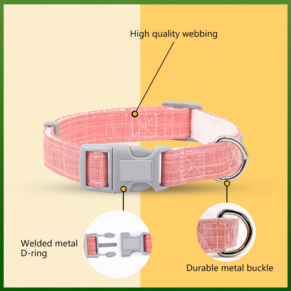 Custom Small And Large Pet Bamboo Fiber Rope Adjustable Dog Collar