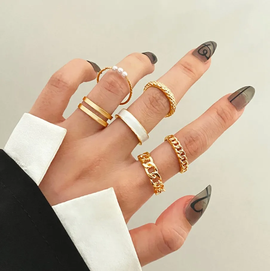 Personalized Fashion Gold Knuckle Ring Sets, Rings Sets for All Fingers