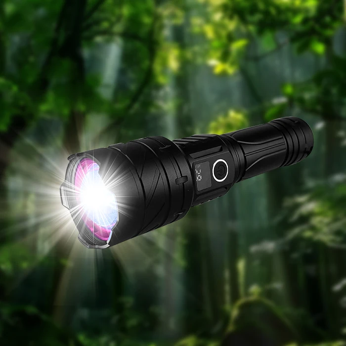 Tri-color white laser long range powerful rechargeable tactical flashlight 100000 lumens waterproof led flashlights torches