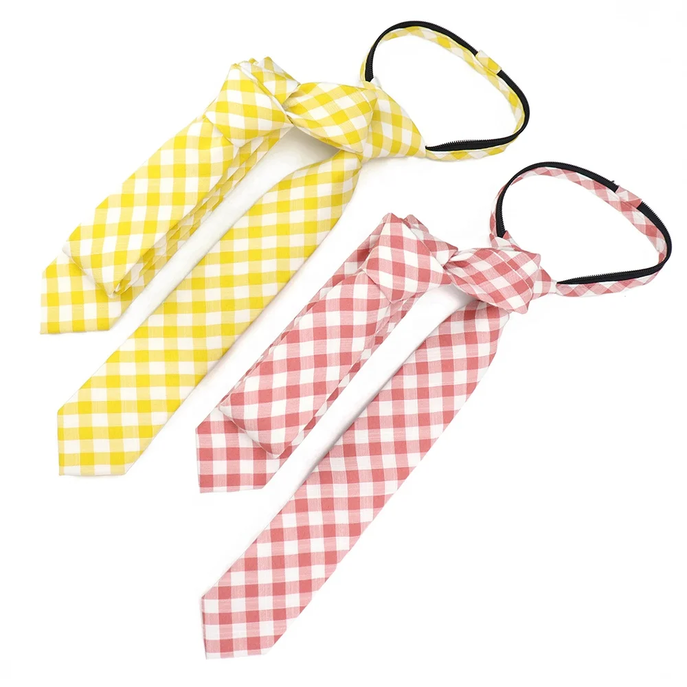 
Новый разноцветный галстук ручной работы из 100% хлопка с принтом в клетку с изображением симпатичного отца сына для школы 