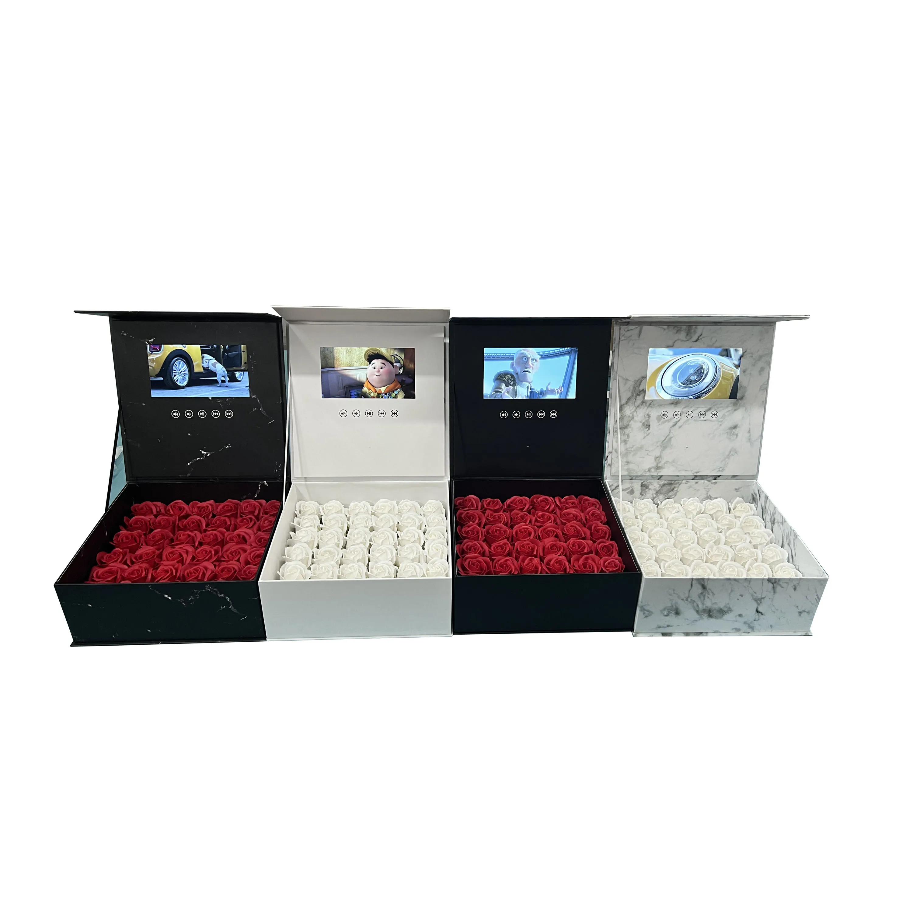 Презентация маркетинг 7 дюймов Lcd видео-поздравительная открытка подарок цветочная упаковка коробки Ювелирное кольцо ЖК-экран видео брошюра коробка
