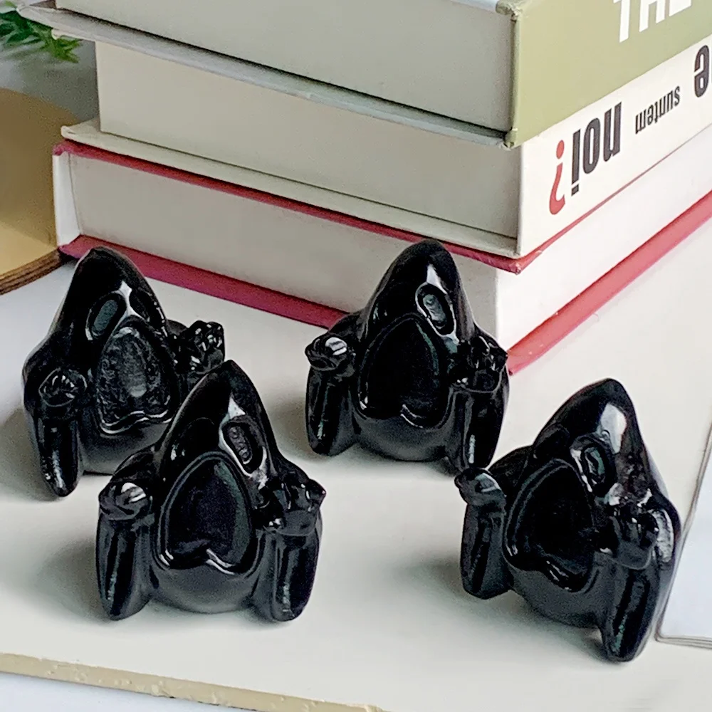 Hotsale natural high quality crystal black obsidian crafts ghost hand carved black obsidian awful ghost carvings for decoration