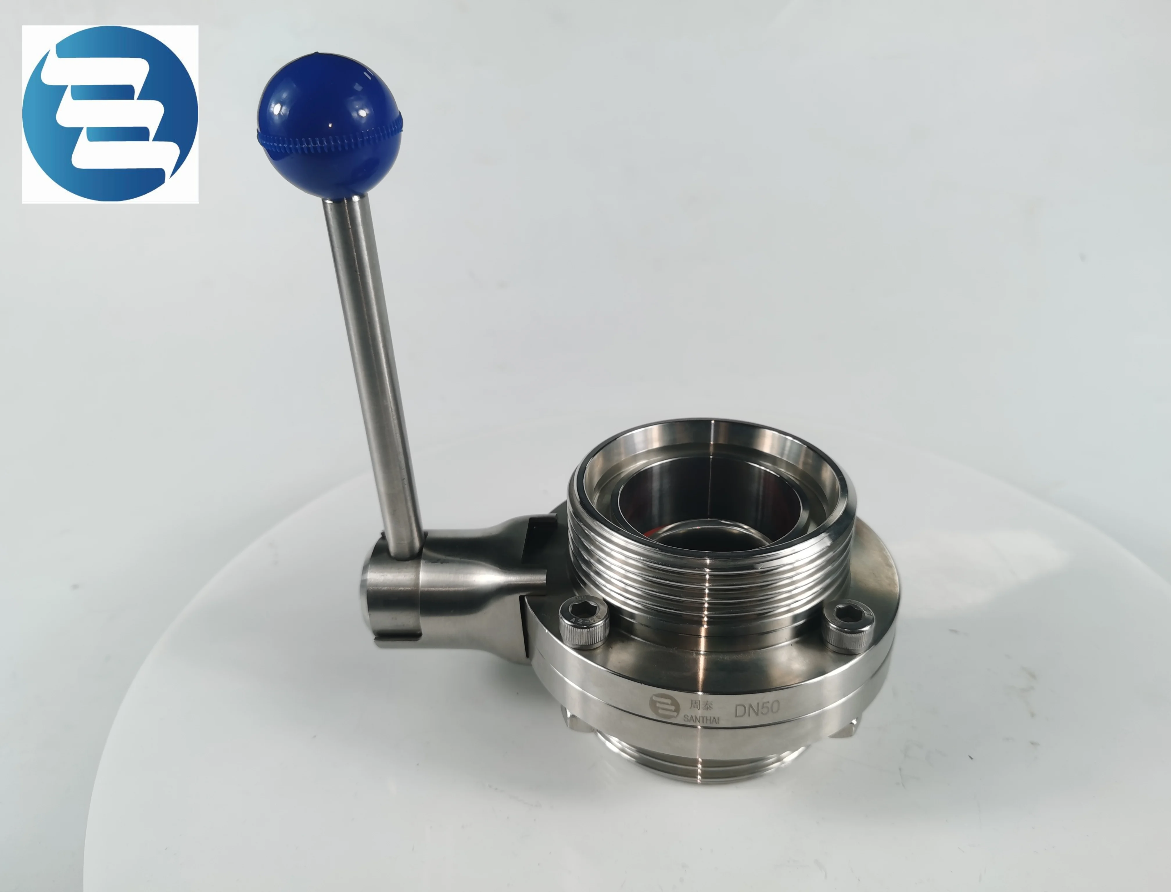 SANTHAI SS304/316L Sanitary Food Grade External Thread Butterfly Valve Manual External Thread Butterfly Valve