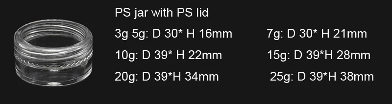 Free sample 5g 10g candy packaging plastic jar 15ml 20ml loose powder cosmetic packaging PP jar