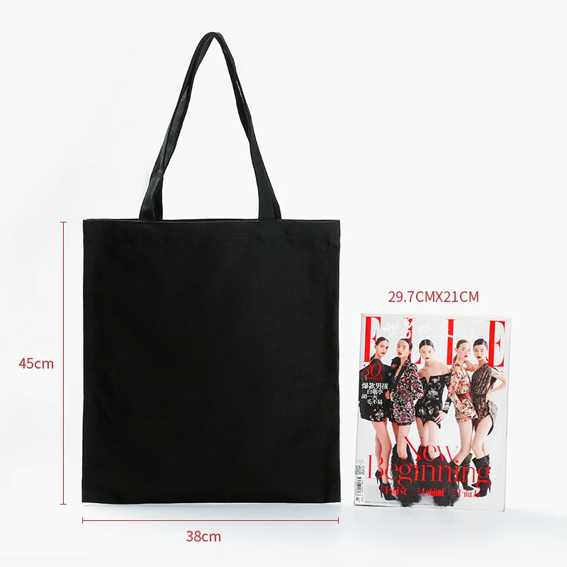wholesale 30 styles Black white natural color reusable cotton canvas tote shopping custom bag Gift bags With Custom