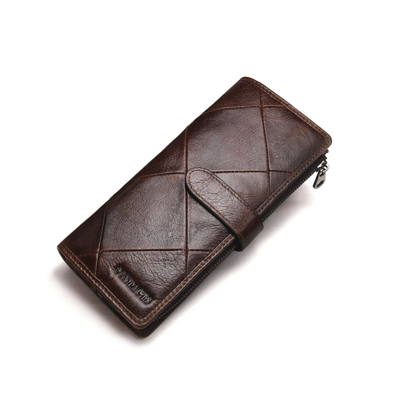 Contacts Diamond Lattice New Vintage Genuine Leather Travel Wallet With Phone Pockets
