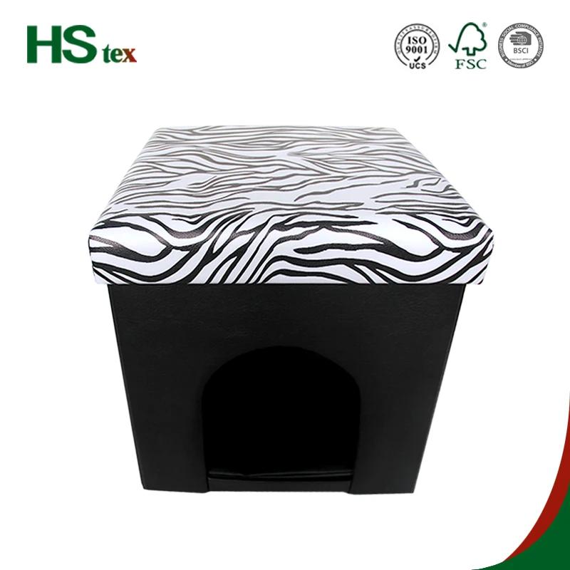 Leopard grain leather dog bed  for small dog  cat bed