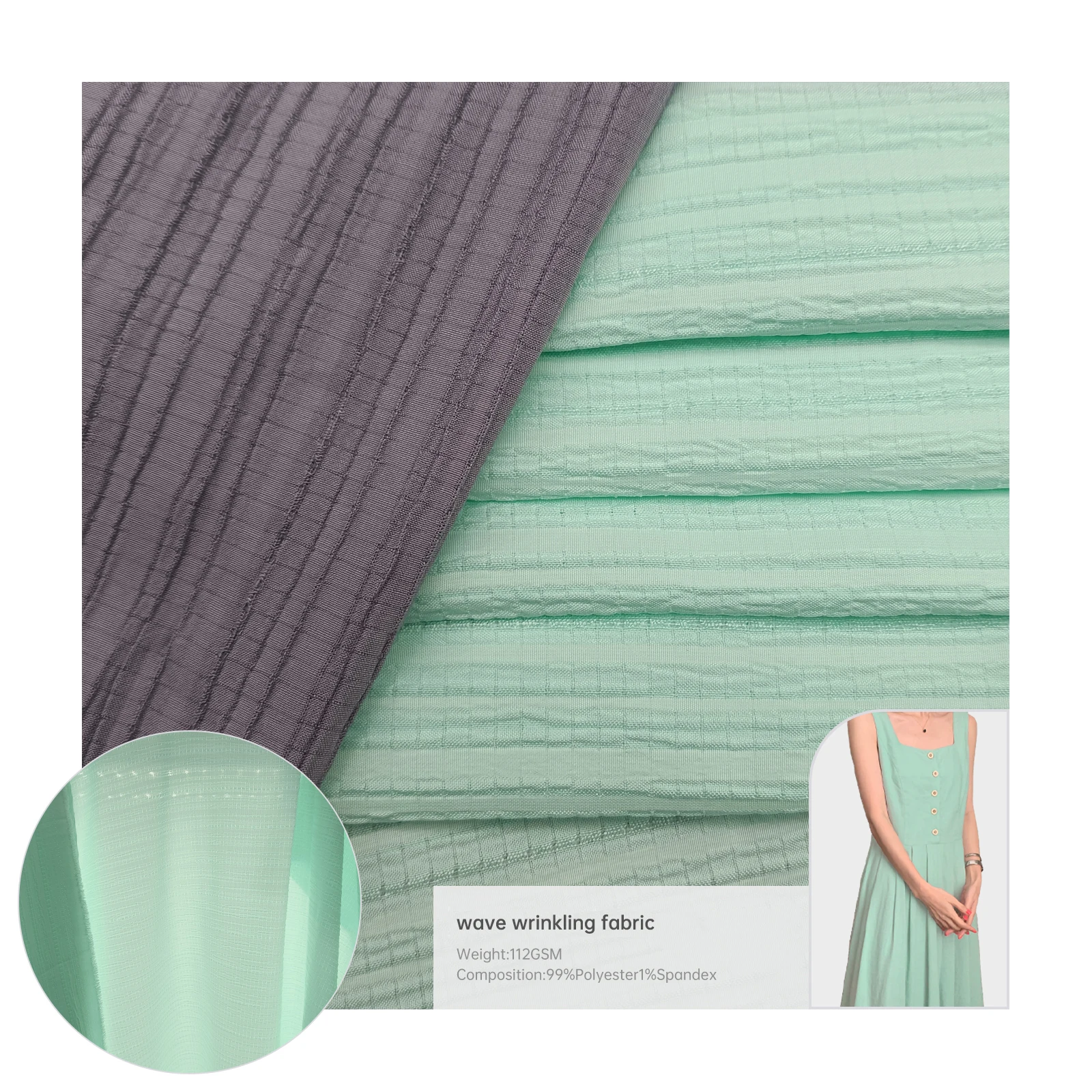 Custom wholesale high quality viscose/polyester woven Stripe crepe crinkle fabric for clothing