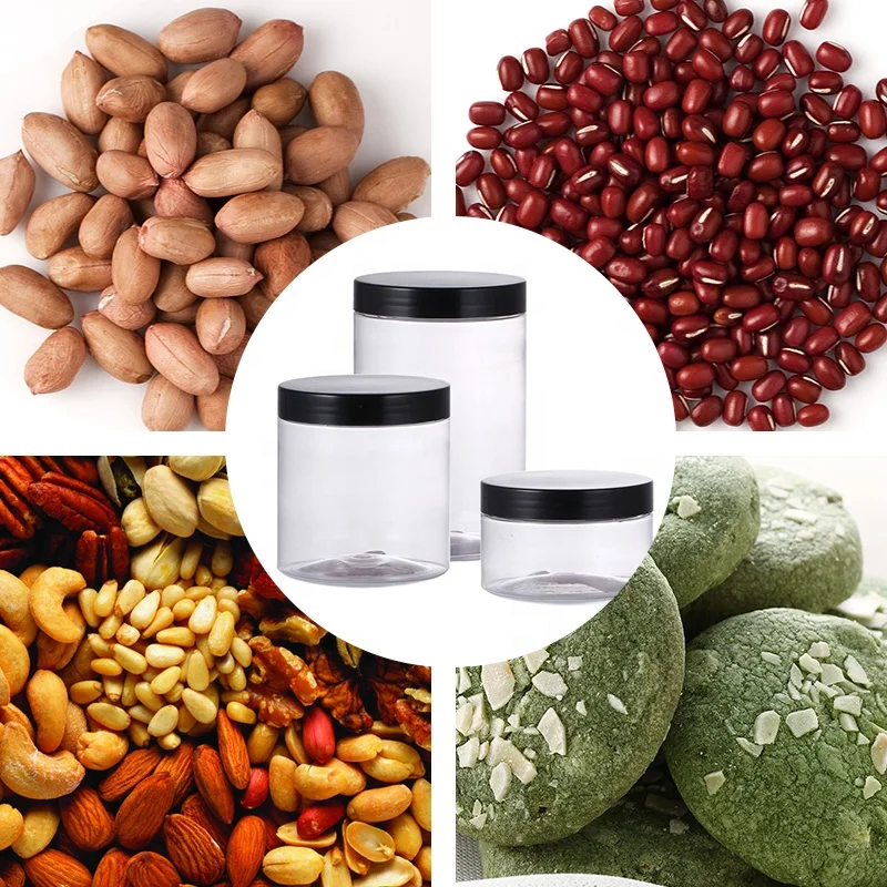 100ml 120ml 150ml 200ml 250ml 4oz 8oz Clear Plastic PET Container Food Jar with custom plastic lid metal lid
