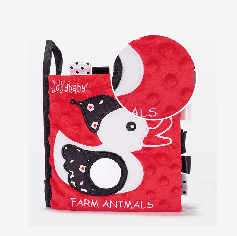 SEEJOYOU Black And White Red Cloth Book Early Education Cognitive Animal Cloth Book Visual Stimulation Book