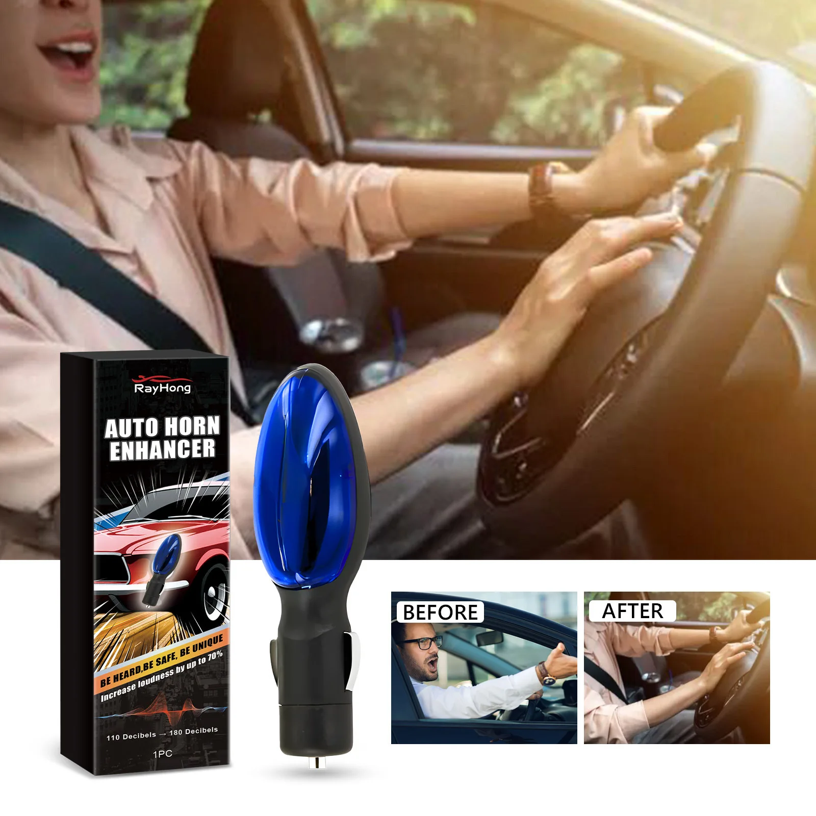 Automotive Horn Sound Enhancer Automotive General Purpose Waterproof Automatic Horn Honking Speaker