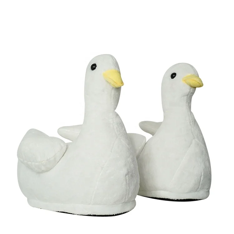 Stuffed Animal Home Shoes Warm Women Gifts Furry Inner Plush Swan Goose Slippers