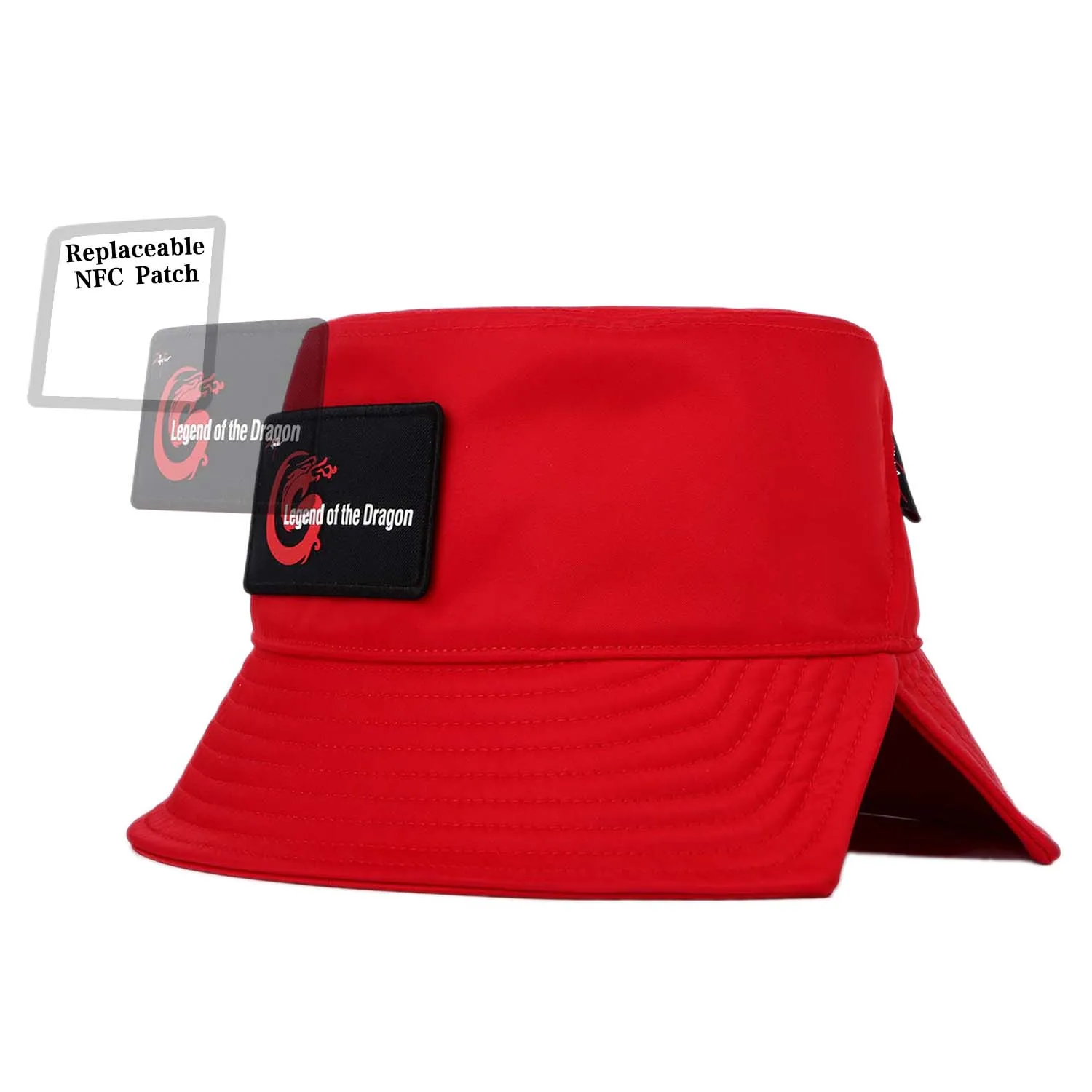 ZAMFUN Red Color Replaceable NFC Patches Fisherman Hats Bucket Hat For Women