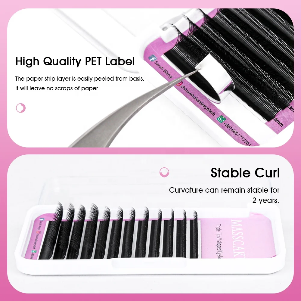 MASSCAKU Double/Triple Tips YY Style Lash Extensions Professional Soft Cilios 0.05/0.07mm Thickness High Quality Eyelashes