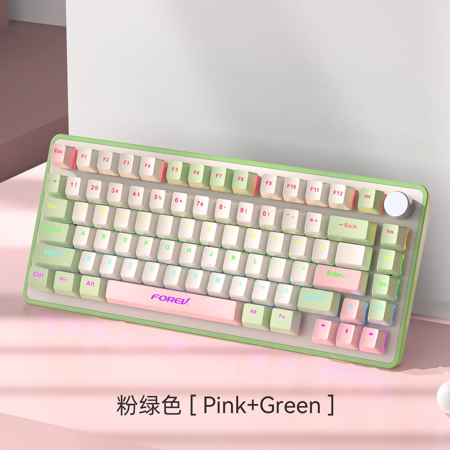 K82 wired gaming e-sports co-branded model Gasket three-mode mechanical keyboard high-value RGB knob mechanical keyboard