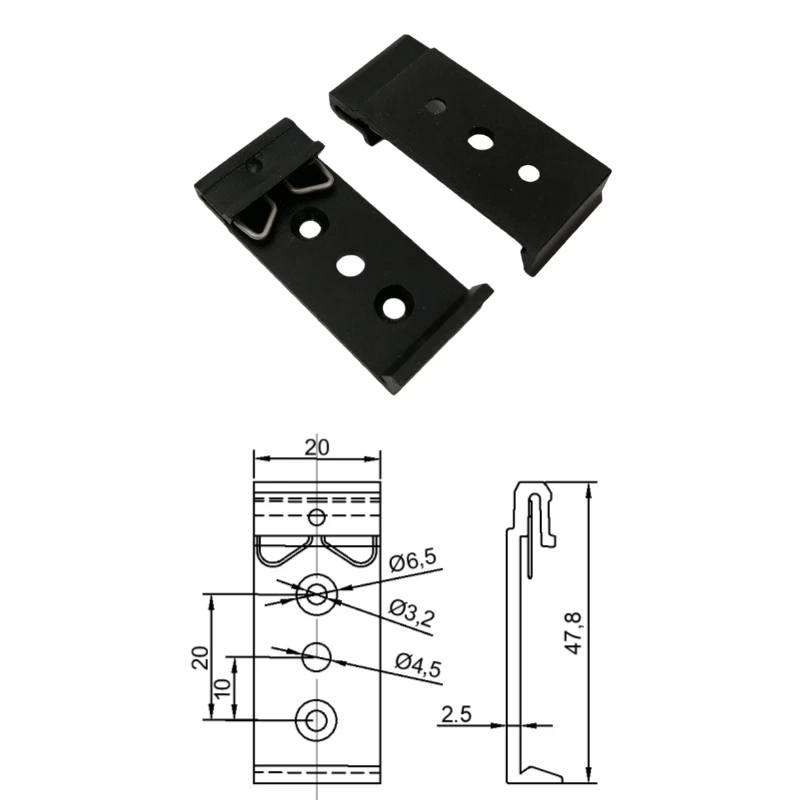 Used for relative guide rail installation clamp bracket, aluminum 35mm din Guide rail installation buckle