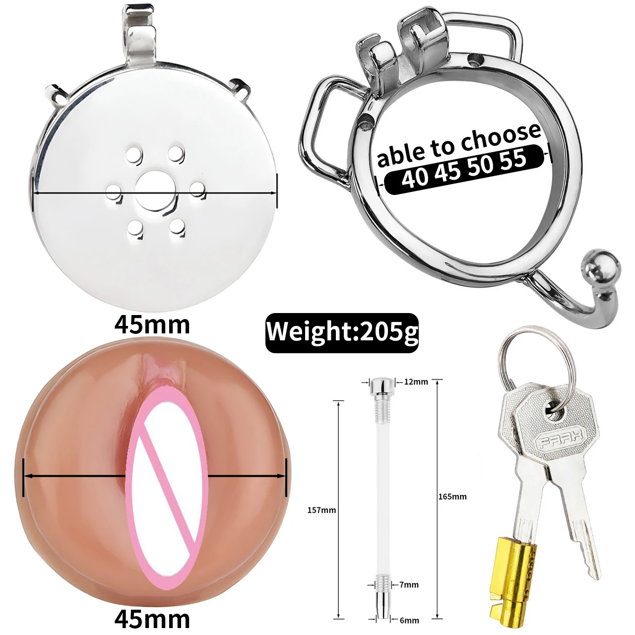 FRRK male inverted chastity cage sissy,negative lock penis cage steel with penis head for adult cock cage male chastity devices