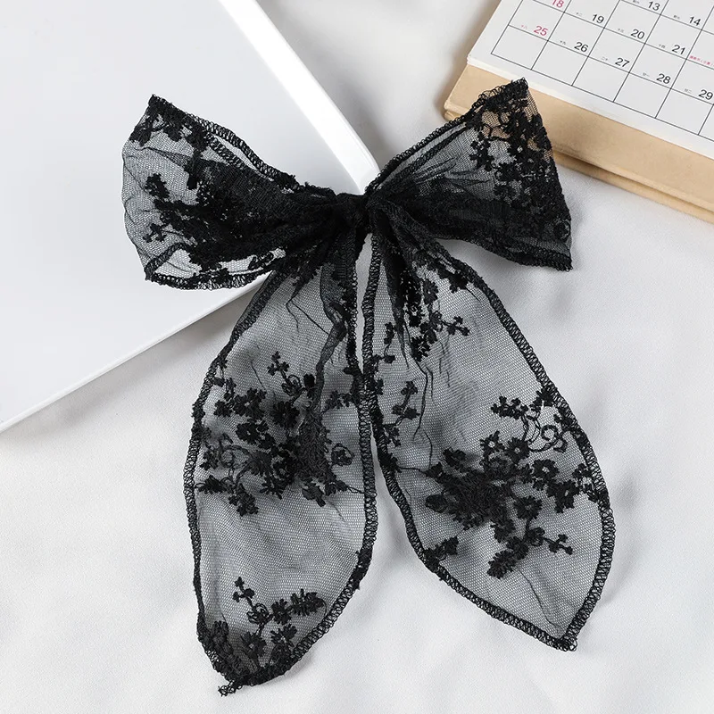 Large Bows for Girls Hair Big Bow Clip Scarf French Barrette with Long Silky Satin Ribbon Bowknot  Women Barrette Accessories