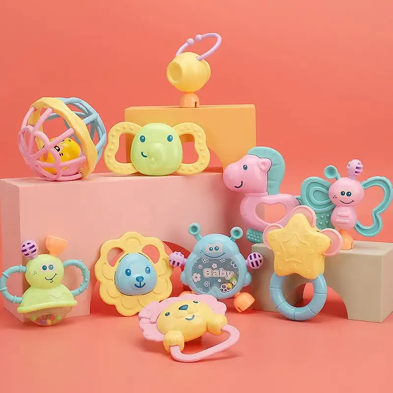 NK toys Baby ComfortableToy Safe Plastic Baby Hand Rattle Set with Storage Box baby toys