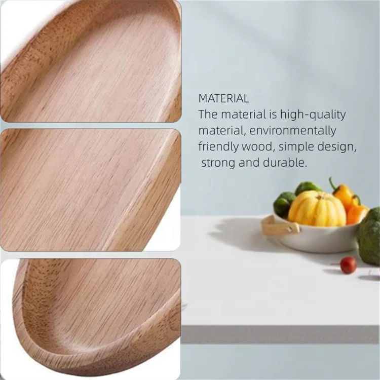 Round Shape Natural Handmade Wooden Tray Wooden Tray Wooden Serving Food Tray