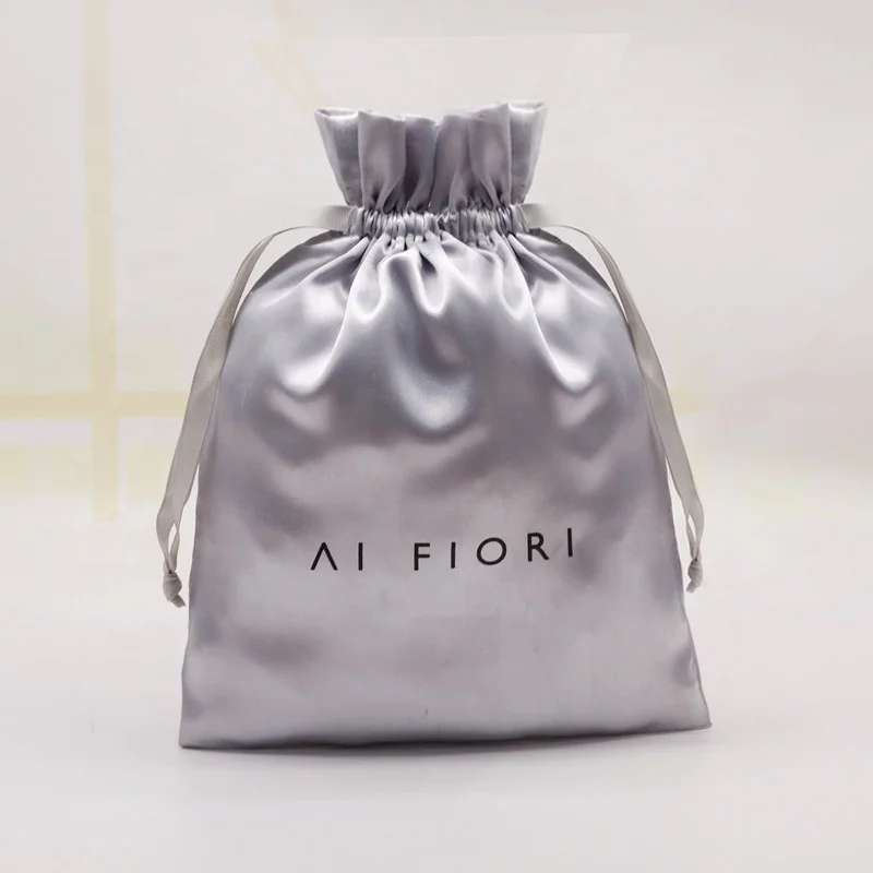 Manufacture Custom Satin Bags Logo Silk Bag Hair Bundles Pouches Satin Bags With Drawstings for Wigs