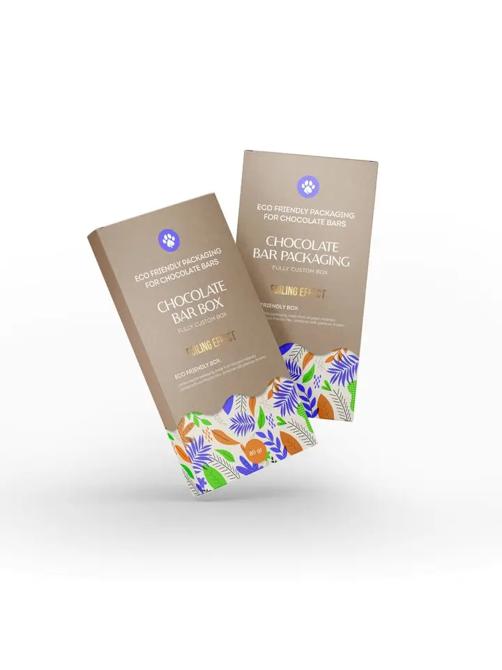 Eco-friendly wholesale custom empty gift boxes for chocolates bar packaging boxes paper chocolate with gold foil