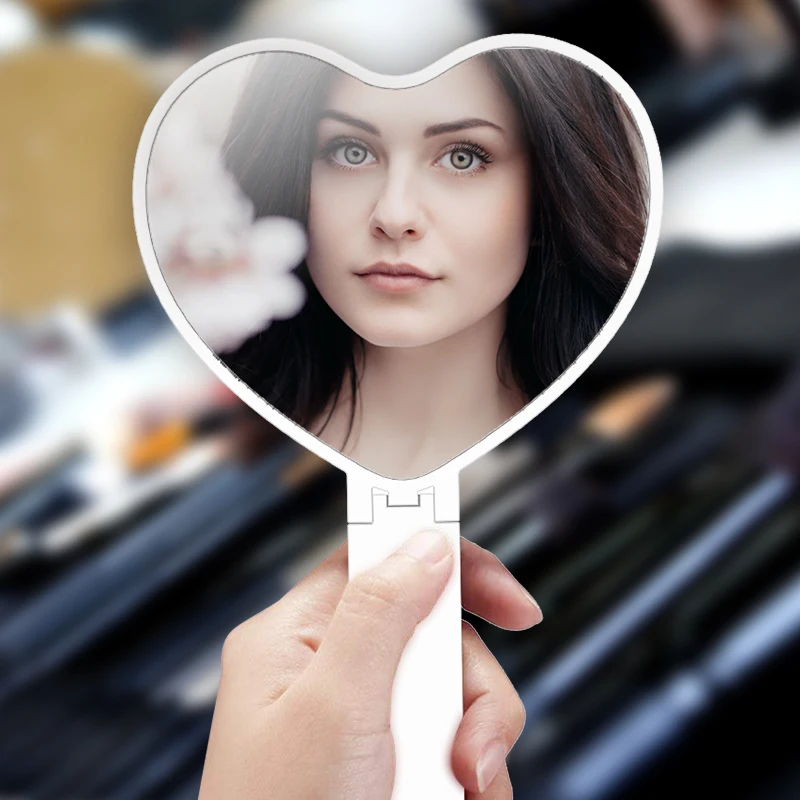 Новое поступление, Держатели мобильных телефонов в форме сердца с логотипом на заказ, портативное складное зеркало для макияжа