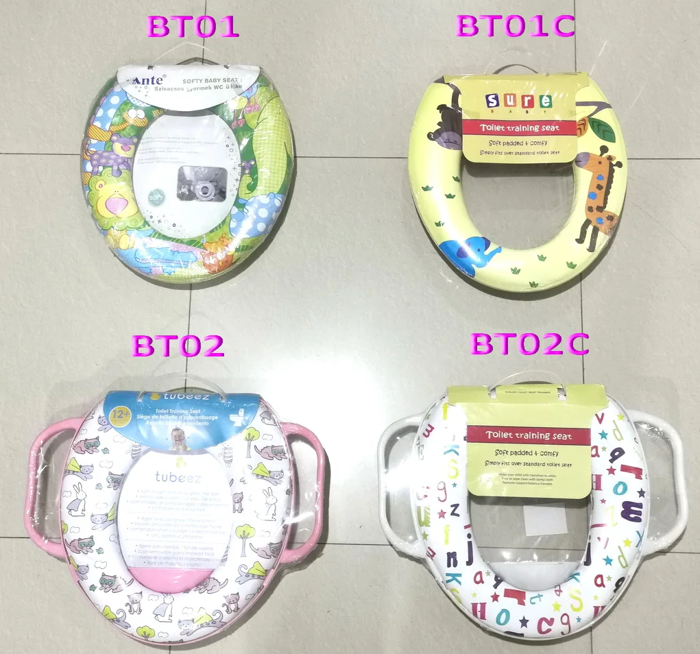 Cute Printed Baby Soft Plastic Toilet Seat with Handles Portable Single-Piece Set Design