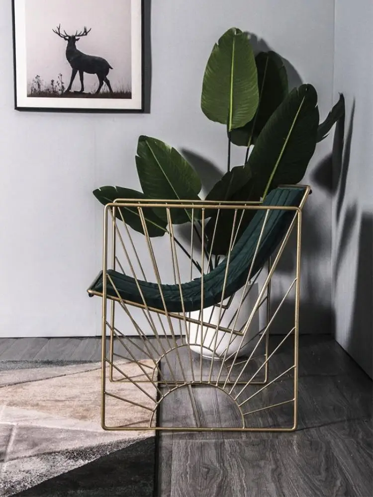 
Nordic web celebrity ins style bedroom small living room light luxury single small leisure chair metal sofa chair 