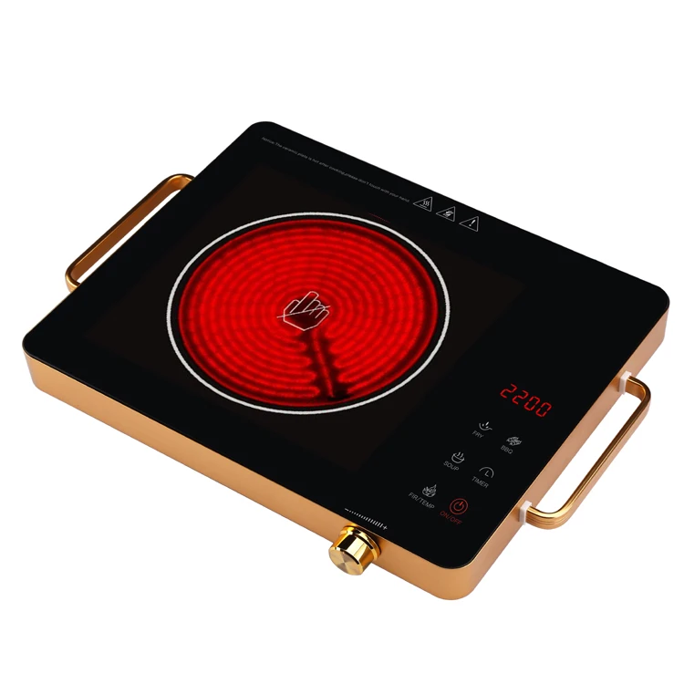 2000W Single burner  Black crystal plate Electric BBQ Stove Stainless Steel body with Handle Infrared Cooker