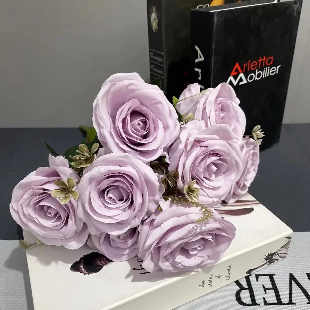 Beautiful bunch of flowers photo Rose artificial Flower Bunch Silk Customization New Rose Bouquet Flower Single Piece