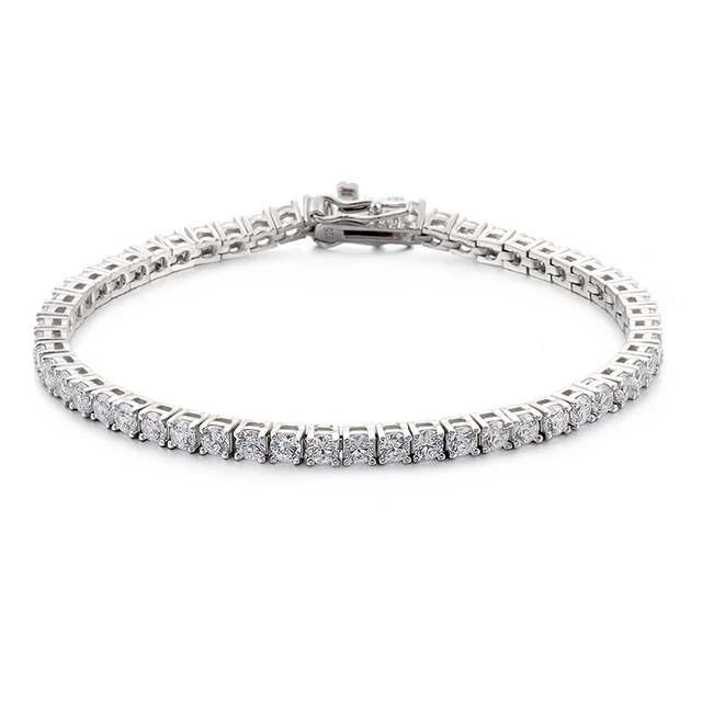 Iced Out 3MM Cubic Zircon Bracelet Silver 925 Tennis Bracelet Women Men Diamond Jewelry 925 Sterling Silver Tennis Bracelet