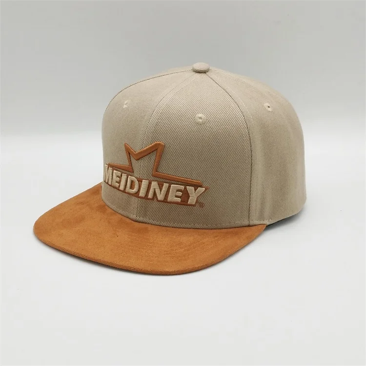 
Cheap Custom Made 6 Panels High Quality Custom Snapback Hat Suede Brim 