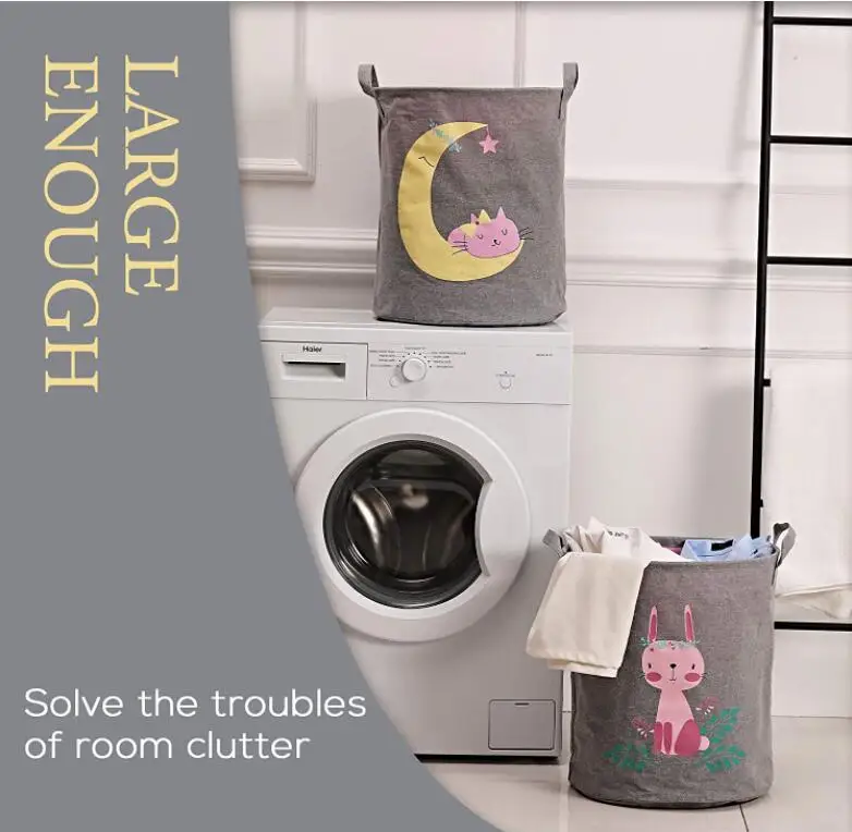 
OEM Baby Laundry Hamper with Drawstring Handle Basket Collapsible Waterproof Storage for Clothes 