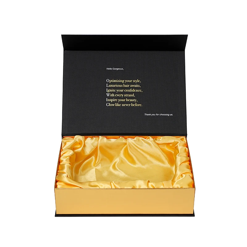 Luxury Custom Wig Box Satin Silk Hair Extension Cardboard Magnetic Package Gift Box Magnet Box With Lid For Wig