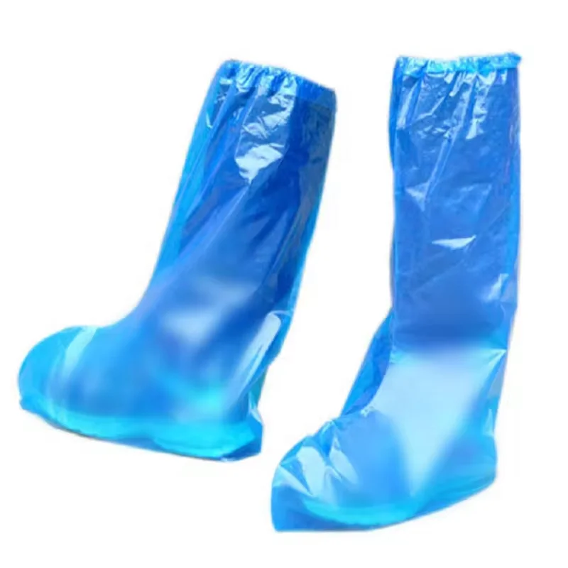 PE Disposable Durable Thickened Non Slip Long Boot Covers Waterproof Rain Boot Shoe Covers PVC Adult Plastic Unisex