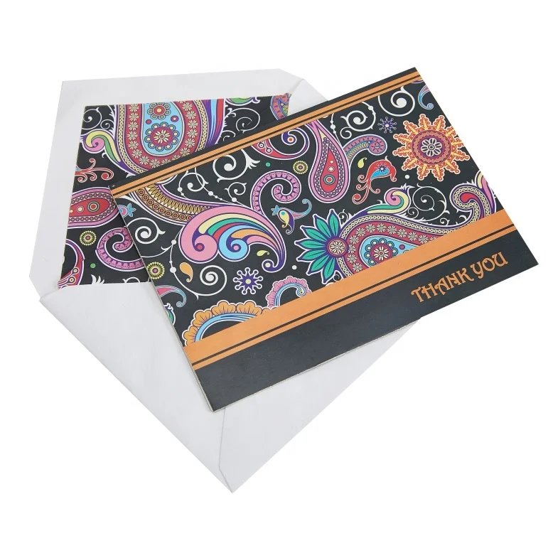 Eco Friendly Thank You Greeting Cards with Envelope Liner, Custom Printed High Quality 2 UP Gift Box