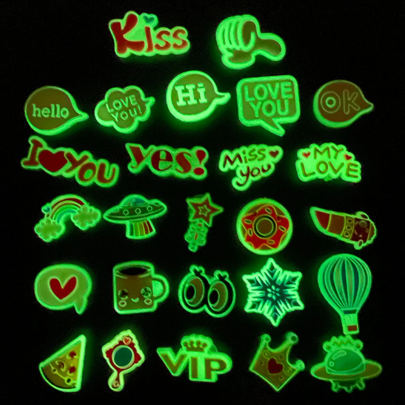 2024Shoe Luminous Charms Set for Clog Sandals Decoration DIY Shoe Charm Pins Men Women Kids Letters Rainbow Food
