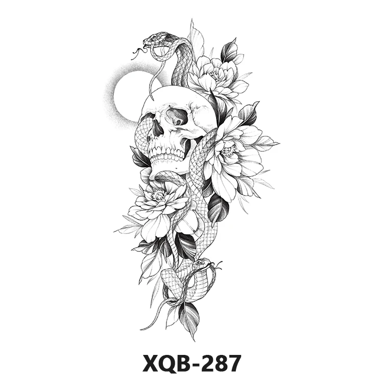 Custom Sexy Lower Back Skeleton Tatoo Sticker Skull Waterproof Men Temporary Tattoo