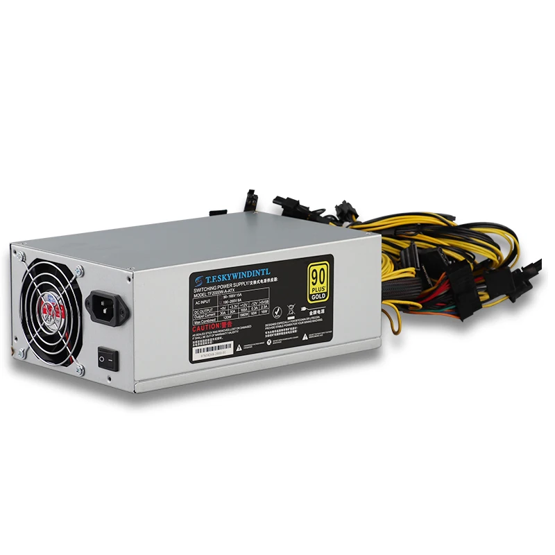 Блок питания для ПК 2000 Вт, блок питания для компьютера 8 GPU ATX 12 В 24 контакта 2000 Вт, источник питания