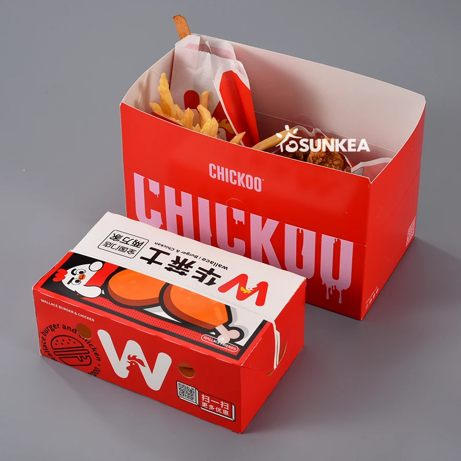 Wholesale Disposable Take Away Food Grade Customized LOGO Printing fast food fried chicken box