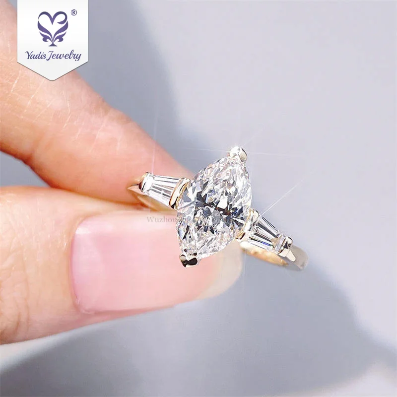 Yadis custom 18k yellow gold marquise cut cvd lab grown diamond jewelry ring engagement wedding rings